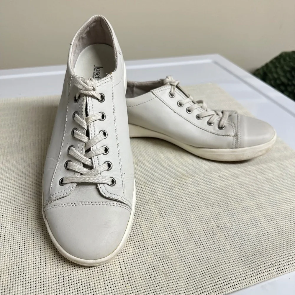 Josef Seibel Womens Size 41 / 10 White Leather Lace Up Comfort Sneakers Casual